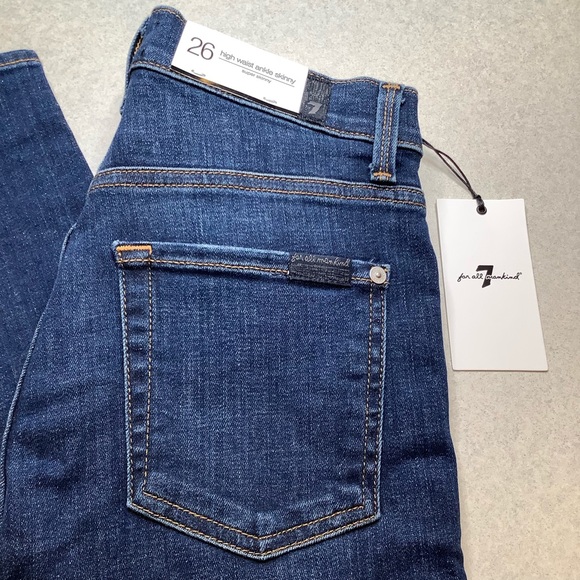 7 For All Mankind Jeans 26 High Waist Ankle Skinny Fletcher Drive! NWT! - Picture 4 of 10